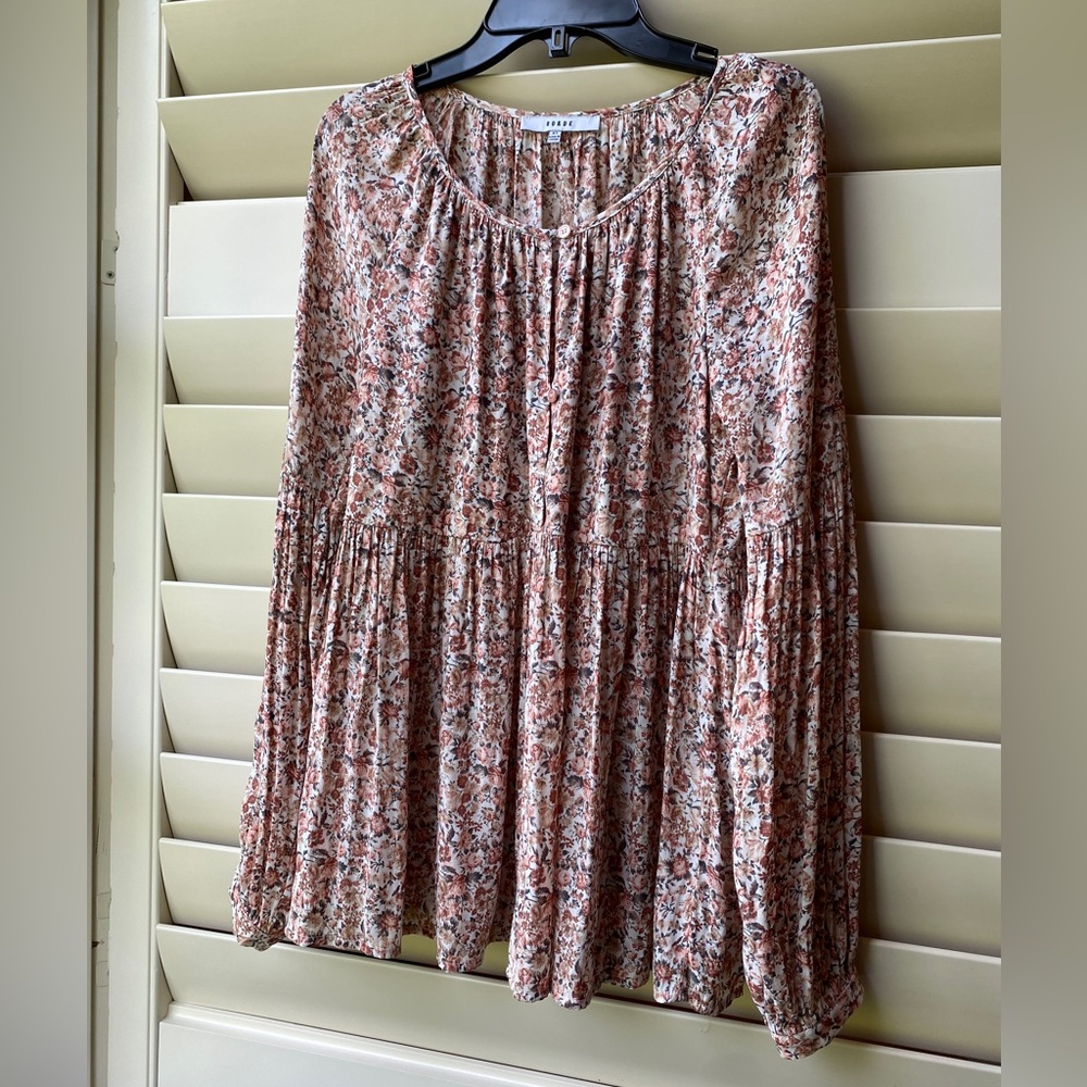 XS Ro&De Long Sleeve Pink Floral Blouse